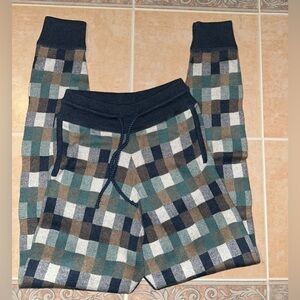 Men's Plaid Joggers in Navy, Teal, and Brown